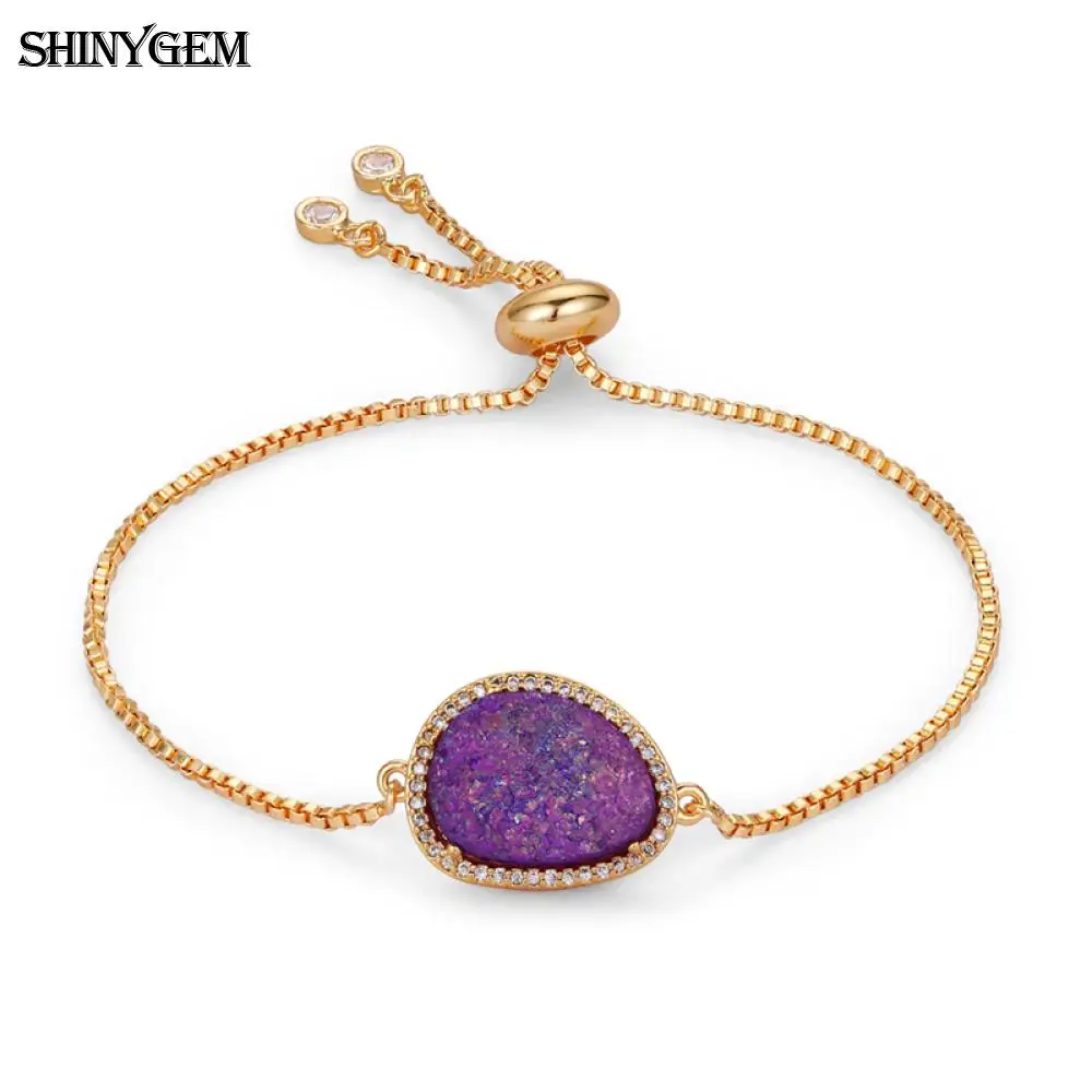 ShinyGem Irregular Natural Stone Bracelets Adjustable Gold Chain Druzy Bracelet Small Zircon Rhinestone Charm Bracelet For Women
ShinyGem Irregular Natural Stone Bracelets Adjustable Gold Chain Druzy Bracelet Small Zircon Rhinestone Charm Bracelet For Women
