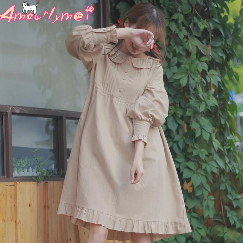 Japanese Style Mori Girl Small Fresh Ruffles Peter Pan Collar Long Sleeve Dress 2019 Spring Autumn New Women Kawaii Lolita Dress
Japanese Style Mori Girl Small Fresh Ruffles Peter Pan Collar Long Sleeve Dress 2019 Spring Autumn New Women Kawaii Lolita Dress