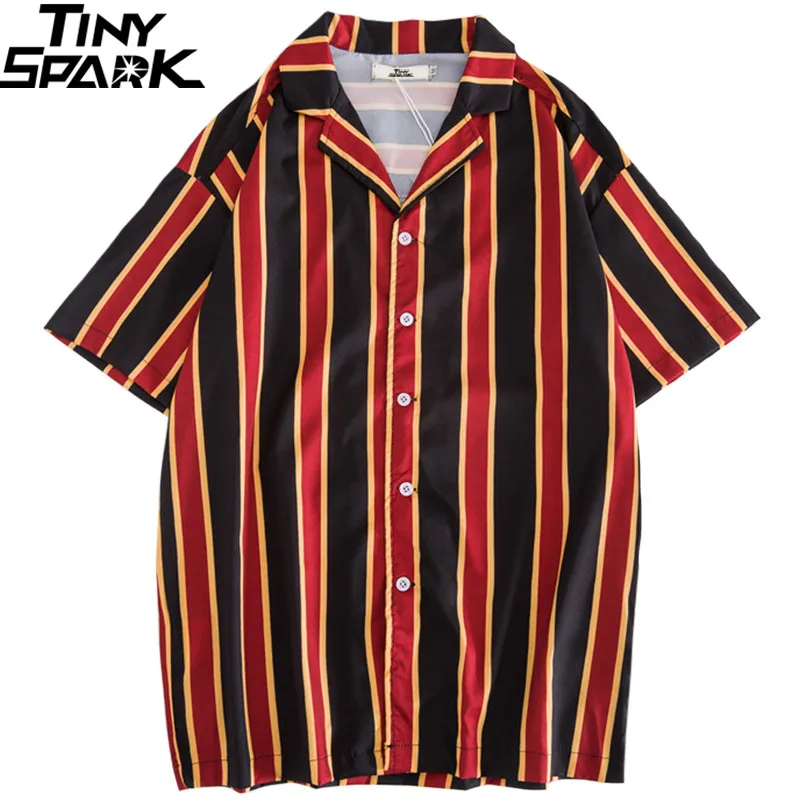 Hip Hop Shirts Streetwear 2019 Summer Mens Beach Shirt Harajuku Retro Stripe Shirt Vintage Fashion Tops Short Sleeve Black Red
Hip Hop Shirts Streetwear 2019 Summer Mens Beach Shirt Harajuku Retro Stripe Shirt Vintage Fashion Tops Short Sleeve Black Red