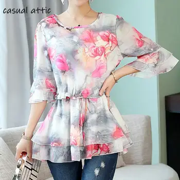 Summer Fashion Print Long Chiffon Shirt Korean Style Loose Large Size 2019 Ruffle Sleeve O-neck Womens Tops And Blouses
Summer Fashion Print Long Chiffon Shirt Korean Style Loose Large Size 2019 Ruffle Sleeve O-neck Womens Tops And Blouses