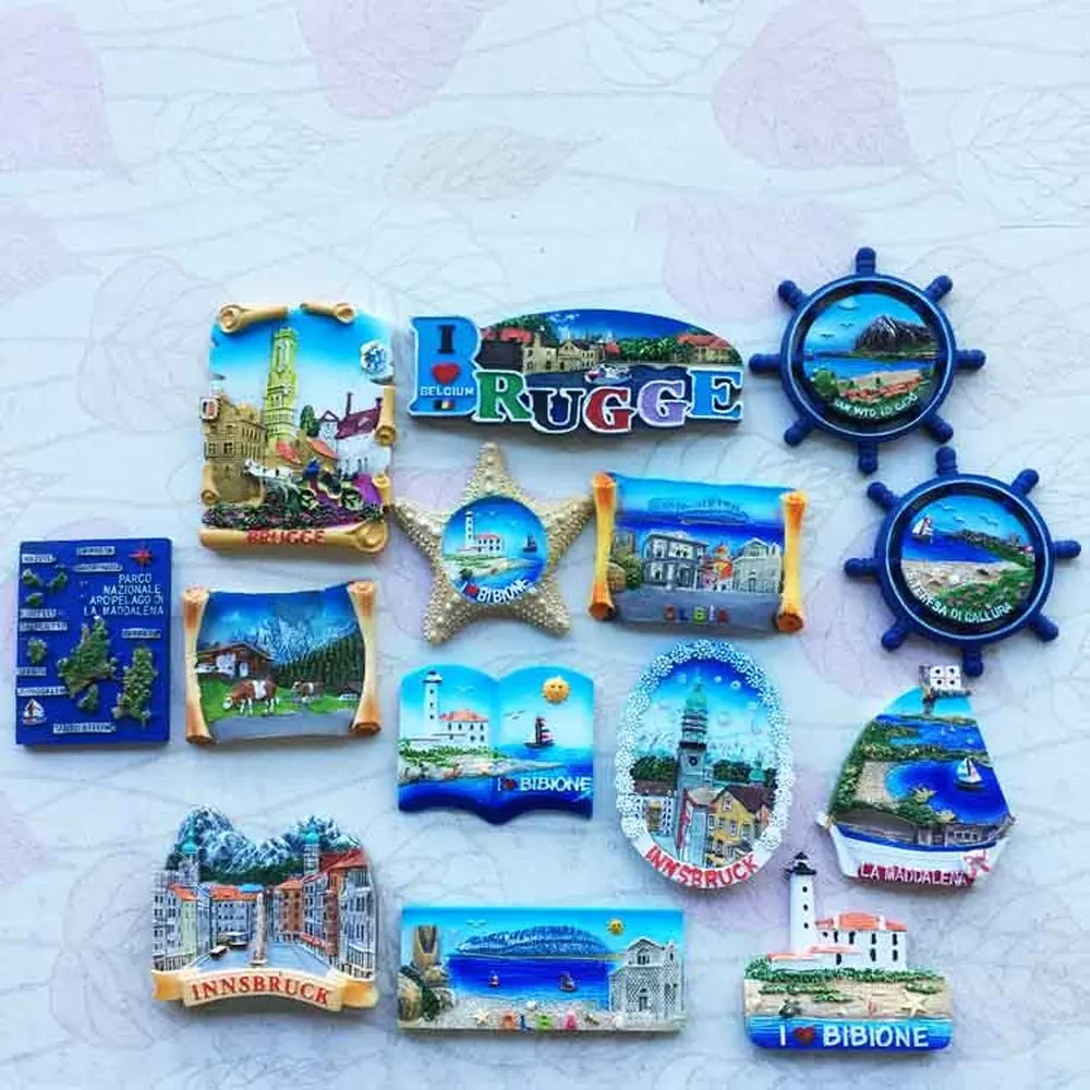 

3D Handmade Italy Germany Belgium Austria Fridge Magnet Tourist Souvenirs Refrigerator Magnetic Stickers Home Decoration