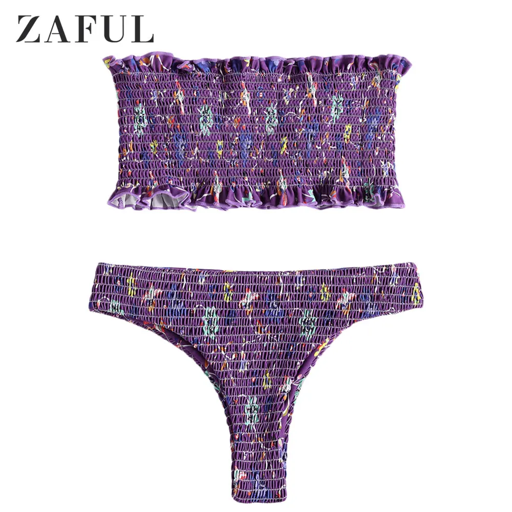 ZAFUL New Bikini Set Bandeau Floral Swimwear Women Swimsuit Shirred Ruffle Sexy Bikini Low Waist Strapless Floral Bathing Biquni
ZAFUL New Bikini Set Bandeau Floral Swimwear Women Swimsuit Shirred Ruffle Sexy Bikini Low Waist Strapless Floral Bathing Biquni