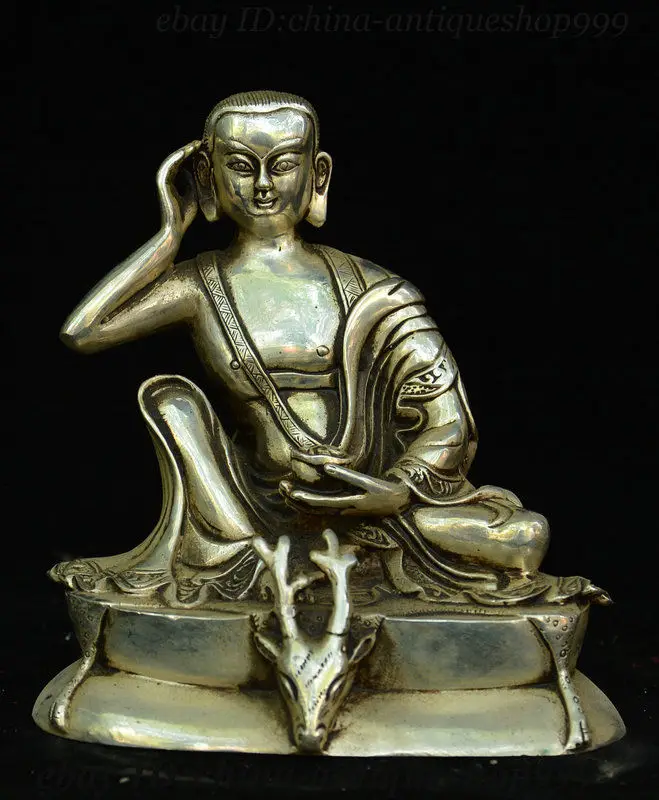Old China Tibetan Buddhism Silver Seat Buddhism Milarepa Buddha Deer Head Statue
Old China Tibetan Buddhism Silver Seat Buddhism Milarepa Buddha Deer Head Statue
