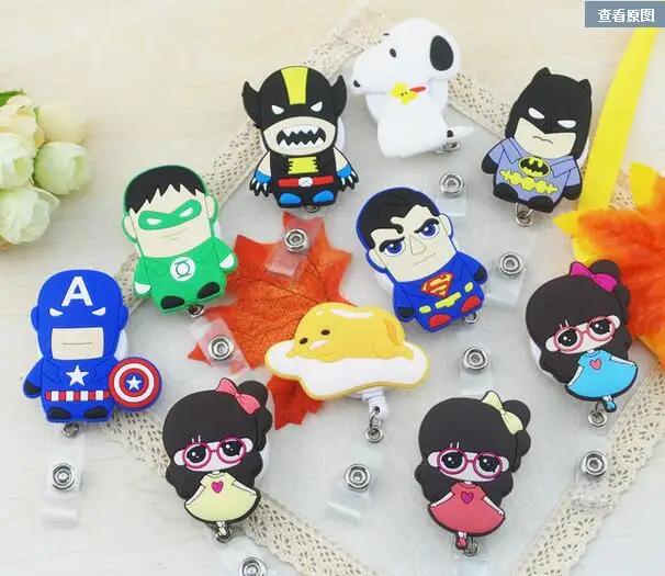 Image Fashion 10pcs Cartoon Heroes Retractable Badge Reel ID Card Badge Holder School Office Supplies Belt Clip Easy to Use