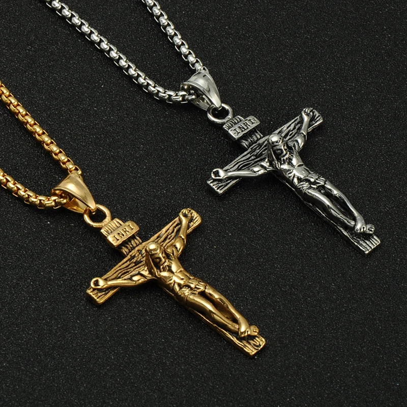 High Quality Stainless Steel Jewelry Classic Men Silver Gold Jesus Necklaces Cross Necklaces Pendants Box Chain
High Quality Stainless Steel Jewelry Classic Men Silver Gold Jesus Necklaces Cross Necklaces Pendants Box Chain