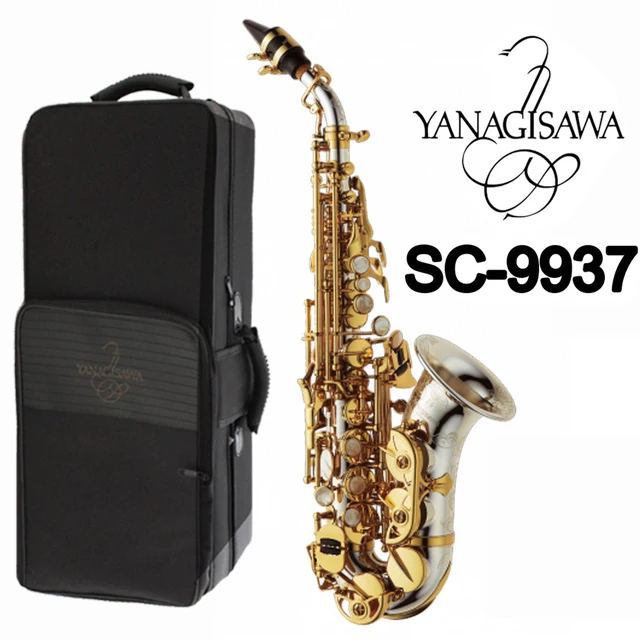 

Top Curved Soprano Saxophone YANAGISAWA SC-9937 B Flat Silvering Gold key Sax soprano musical instruments professional with case