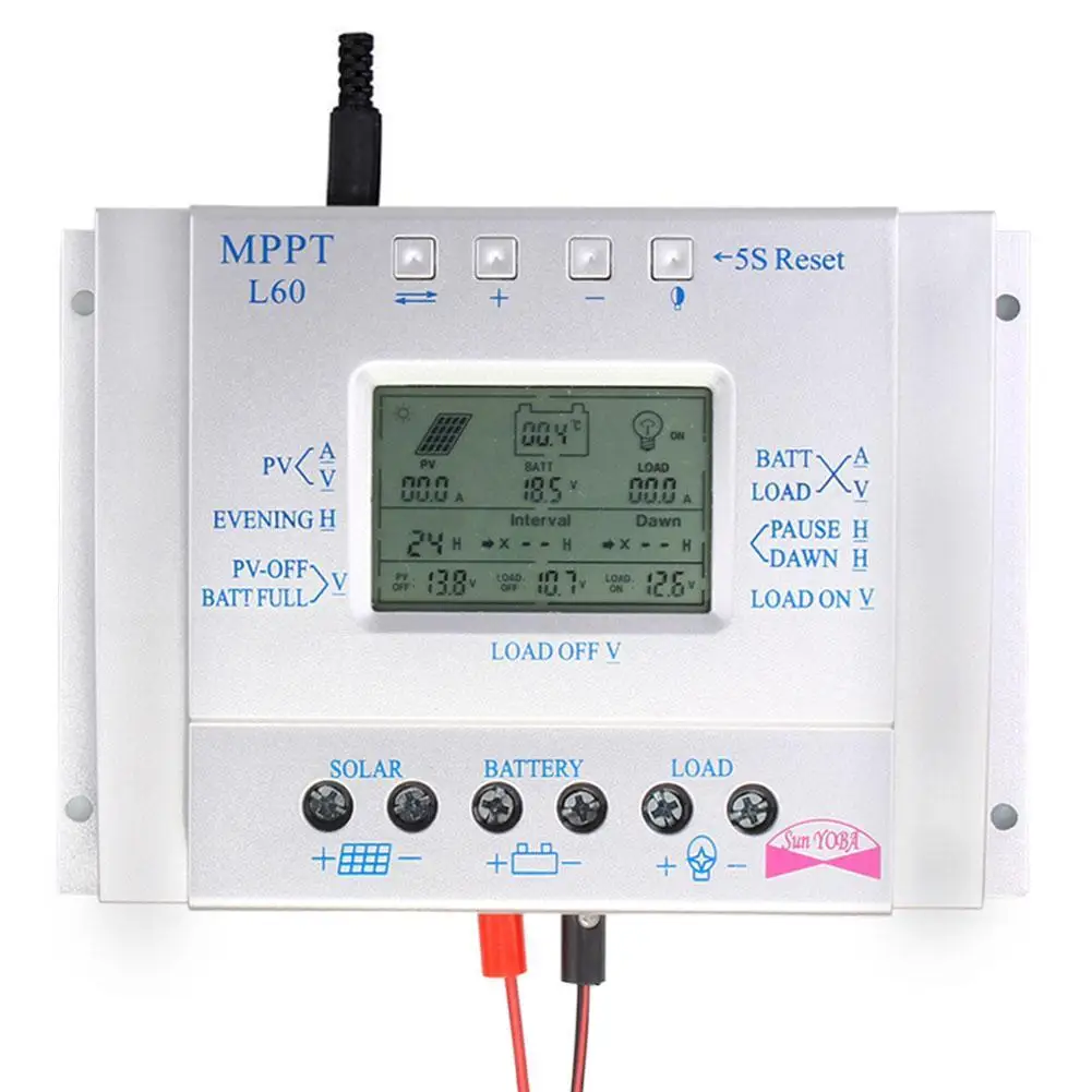 

LCD 60A 12V/24V Solar Controller Regulator Charge Battery Safe Protection CE APJ