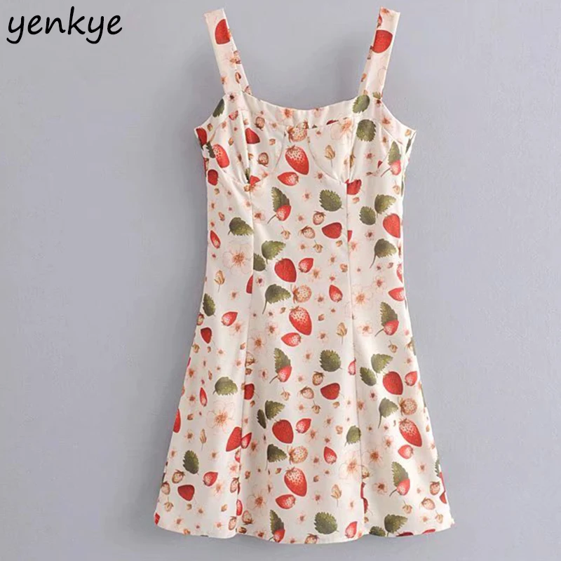 Fashion 2019 Women Sweet Strawberry Print Summer Dress Lady Romantic Sleeveless Backless A-line Mini Dress DJF8318
Fashion 2019 Women Sweet Strawberry Print Summer Dress Lady Romantic Sleeveless Backless A-line Mini Dress DJF8318