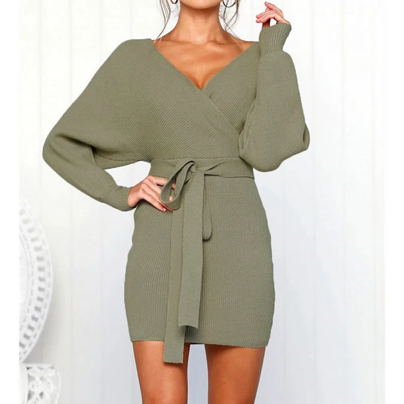 Autumn Women Sweater Beach Dress Solid Long Sleeve Dress Vestidos Sexy Deep V Neck Vintage Slim Backless Kaftan Swimwear Dress
Autumn Women Sweater Beach Dress Solid Long Sleeve Dress Vestidos Sexy Deep V Neck Vintage Slim Backless Kaftan Swimwear Dress