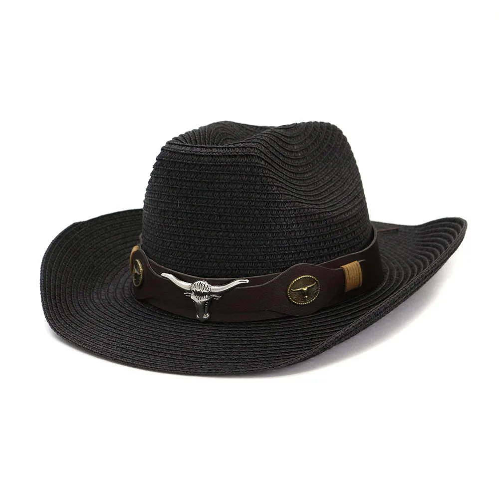 Celerhuak Cappelli da Cowboy in Paglia per Bambini Cappello da Bagnino in Paglia per Ragazzi Ragazze Uomini Cappello da Cowboy in Paglia Cappello da Panama allaperto Cappello da Sole Lama da Sole