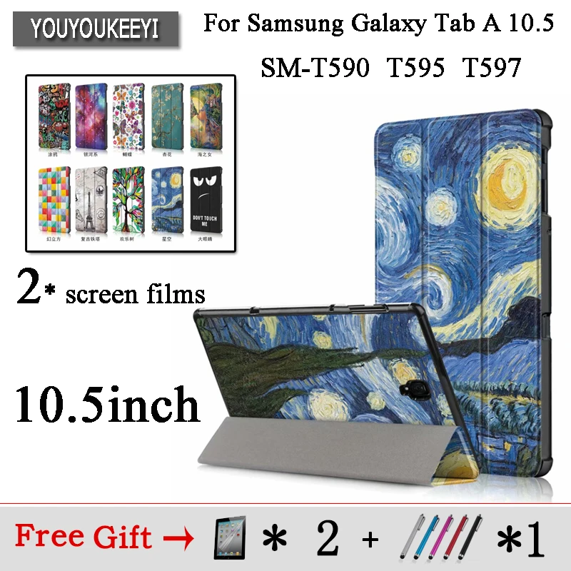 Чехол для Samsung Galaxy Tab A A2 10 5 дюймов 2018 T590 T595 SM T597 Магнитный кожаный бодрствования Smart