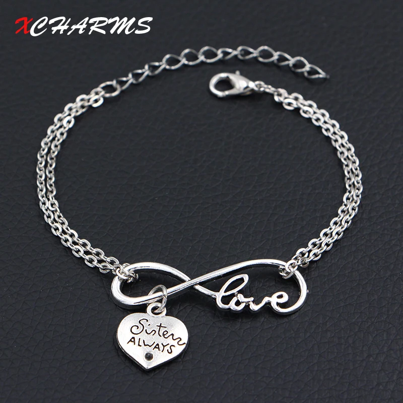 Sister Always Best Friends Charms Bracelets Antique Silver DIY Double Infinity Love Charms Bracelets Women Fashion Jewelry
Sister Always Best Friends Charms Bracelets Antique Silver DIY Double Infinity Love Charms Bracelets Women Fashion Jewelry