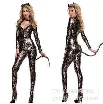 Disfraz Mujer Leopard Sexy Catwoman Costume Containing Tail Exposed Breasts Latex Jumpsuit Halloween Cosplay Costumes CE367
Disfraz Mujer Leopard Sexy Catwoman Costume Containing Tail Exposed Breasts Latex Jumpsuit Halloween Cosplay Costumes CE367
