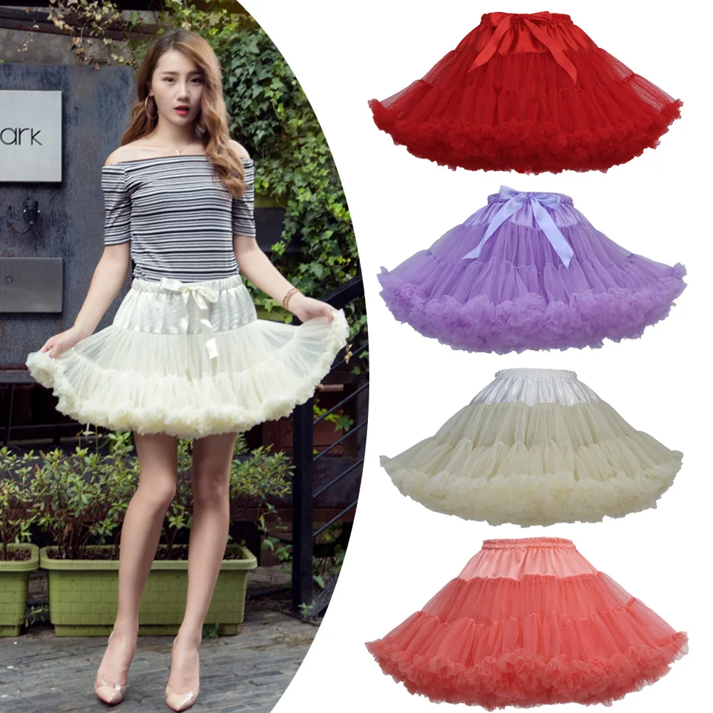 

Women Fluffy Tulle Ballet Pettiskirt Princess Tutu Skirt Dancewear Petticoat Lady Mini Short Dance Skirt
