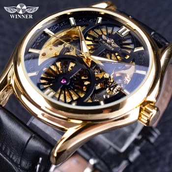 Winner 2018 Golden Gear Movement Inside Skeleton Open Work Leather Men Watch Top Brand Luxury Fashion Automatic Wristwatch Clock
Winner 2018 Golden Gear Movement Inside Skeleton Open Work Leather Men Watch Top Brand Luxury Fashion Automatic Wristwatch Clock
