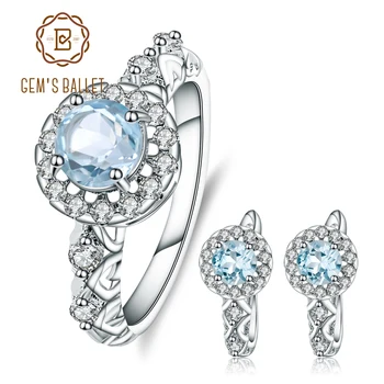 GEM'S BALLET 3.16ct Natural Sky Blue Topaz Gemstone Jewelry Set 925 Sterling Silver Earrings Ring Set Fine Jewelry For Women
GEM'S BALLET 3.16ct Natural Sky Blue Topaz Gemstone Jewelry Set 925 Sterling Silver Earrings Ring Set Fine Jewelry For Women