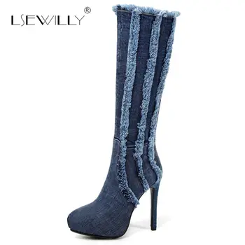 Lsewilly Blue Denim Knee High Boots for Women Round toe High Heels Shoes Woman Thin Heels Winter Warm Fur Zipper Boots S919
Lsewilly Blue Denim Knee High Boots for Women Round toe High Heels Shoes Woman Thin Heels Winter Warm Fur Zipper Boots S919