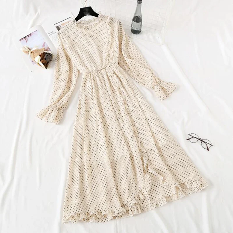 Women Polka Dot Print Chiffon Dress 2019 Spring Female Vintage Elegant Long Sleeve Vestidos Casual Plus Size Ruffles Dresses
Women Polka Dot Print Chiffon Dress 2019 Spring Female Vintage Elegant Long Sleeve Vestidos Casual Plus Size Ruffles Dresses