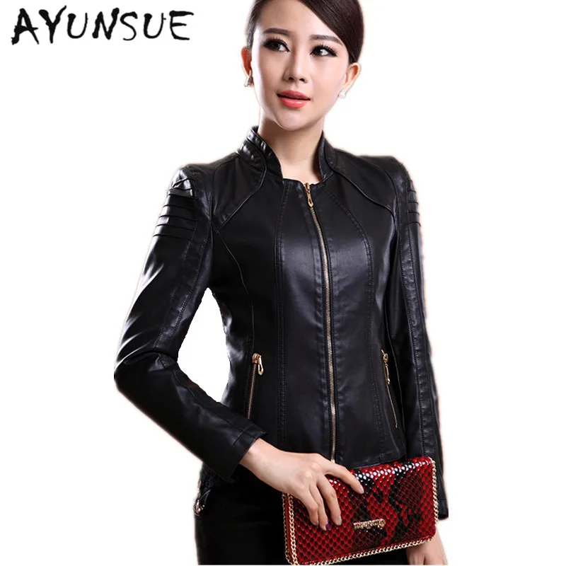 New style M-4XL autumn winter 2019 fashion genuine leather women slim short coat stand collar leather jacket S0583
New style M-4XL autumn winter 2019 fashion genuine leather women slim short coat stand collar leather jacket S0583