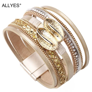 ALLYES Leaf Charm Leather Bracelets for Women Boho Crystal Rhinestone Beads Multilayer Wide Wrap Bracelet Female Jewelry
ALLYES Leaf Charm Leather Bracelets for Women Boho Crystal Rhinestone Beads Multilayer Wide Wrap Bracelet Female Jewelry