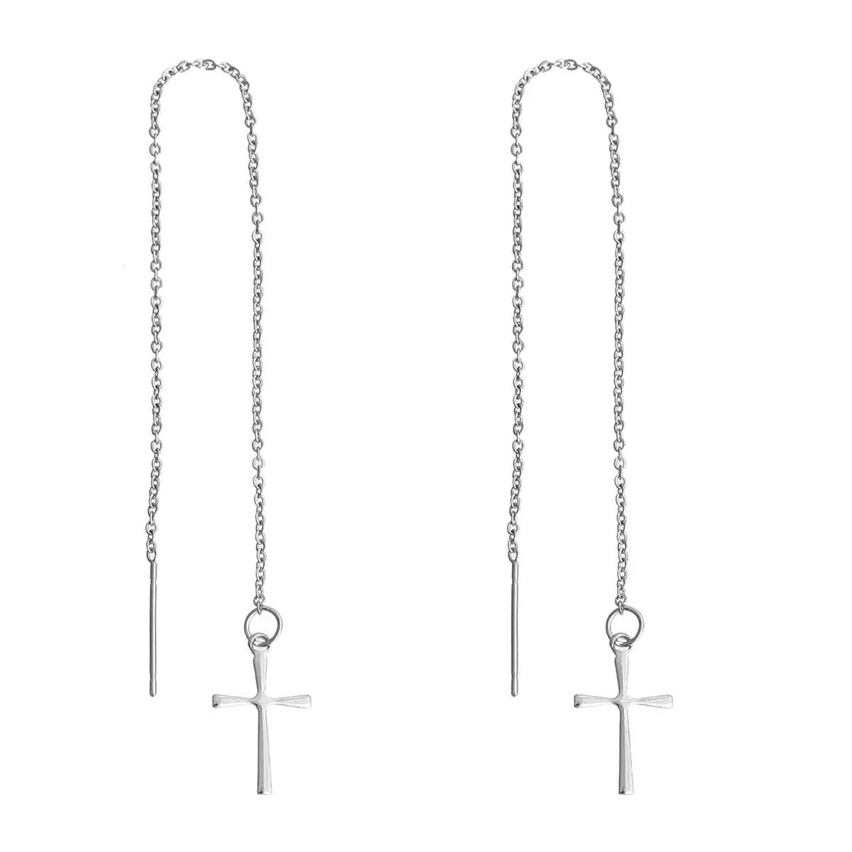 Doreen Box Stainless Steel Ear Thread Threader Earring Silver Tone Cross 14.8cm long,1 Pair 2017 new
Doreen Box Stainless Steel Ear Thread Threader Earring Silver Tone Cross 14.8cm long,1 Pair 2017 new