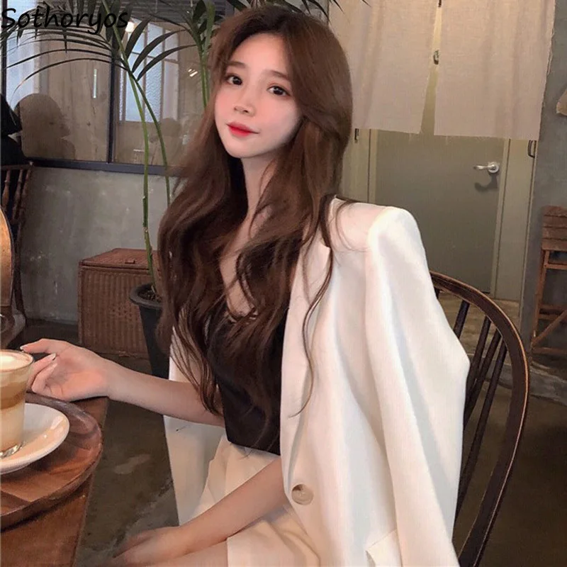 Blazers Women Elegant Loose Korean Style Single Button Female All-match Womens Spring Notched Solid Soft Blazer High Quality
Blazers Women Elegant Loose Korean Style Single Button Female All-match Womens Spring Notched Solid Soft Blazer High Quality