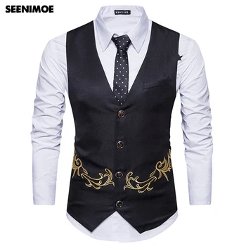 Seenimoe Mens Formal Blazer Vests Smart Casual Single Breasted V-neck Embroidery Vest EU Size S-XXL Male Vests Drop shipping
Seenimoe Mens Formal Blazer Vests Smart Casual Single Breasted V-neck Embroidery Vest EU Size S-XXL Male Vests Drop shipping