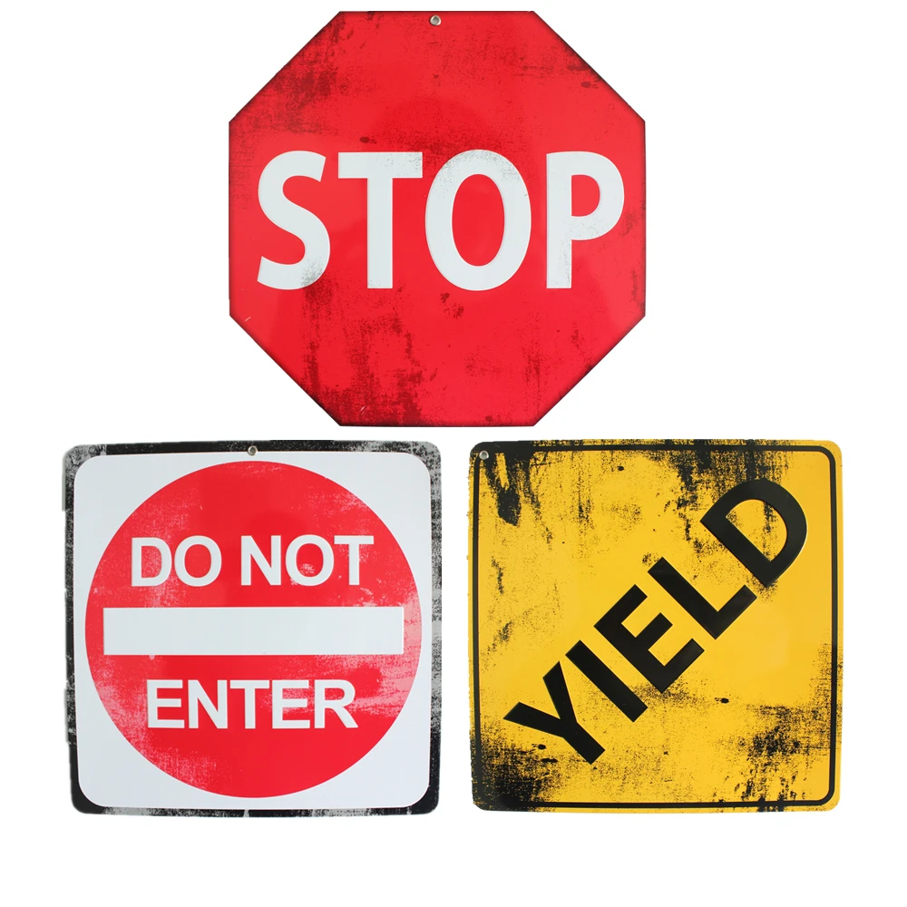 24x24 cm vintage license plates traffic safety signs retro iron painting STOP DO NOT ENTER YIELD number plate metal wall Decor
24x24 cm vintage license plates traffic safety signs retro iron painting STOP DO NOT ENTER YIELD number plate metal wall Decor