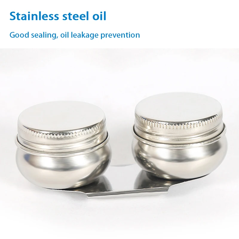 Stainless steel double hole oil pot oil paint painting color palette with lid double mouth drum type leakproof Art Supplies
Stainless steel double hole oil pot oil paint painting color palette with lid double mouth drum type leakproof Art Supplies