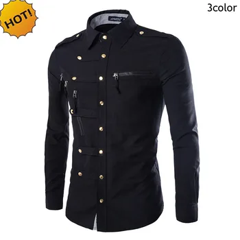 New2017 Fashion Autumn Camisa Masculina Men's Leisure long-sleeve Shirts Buckle Multi Zipper Pocket Slim Fit Mens Dress Shirts
New2017 Fashion Autumn Camisa Masculina Men's Leisure long-sleeve Shirts Buckle Multi Zipper Pocket Slim Fit Mens Dress Shirts