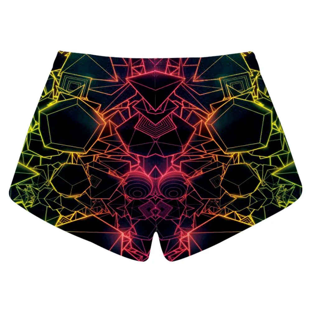 Фото New Rainbow Striped Women's Summer Beach Shorts 3 Patterns Grey 3D Print Fitness Sport Running Jogging Bottoms | Спорт и