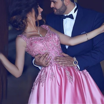 Pink Satin Evening Dress Appliques Engagement Party Dresses Long Graceful Prom Dress Long
Pink Satin Evening Dress Appliques Engagement Party Dresses Long Graceful Prom Dress Long