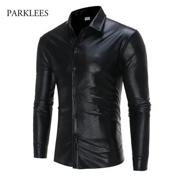 Black Coated Metallic Shirt Men Paisley Floral Print Mens Dress Shirt Disco Nightclub Stage Performance Show Party Chemise Homme 
Black Coated Metallic Shirt Men Paisley Floral Print Mens Dress Shirt Disco Nightclub Stage Performance Show Party Chemise Homme