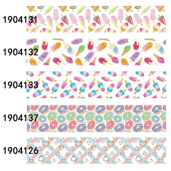 멋진 아이스크림 도넛 프린트 댄스 그 로그 랭 리본 50 야드 적