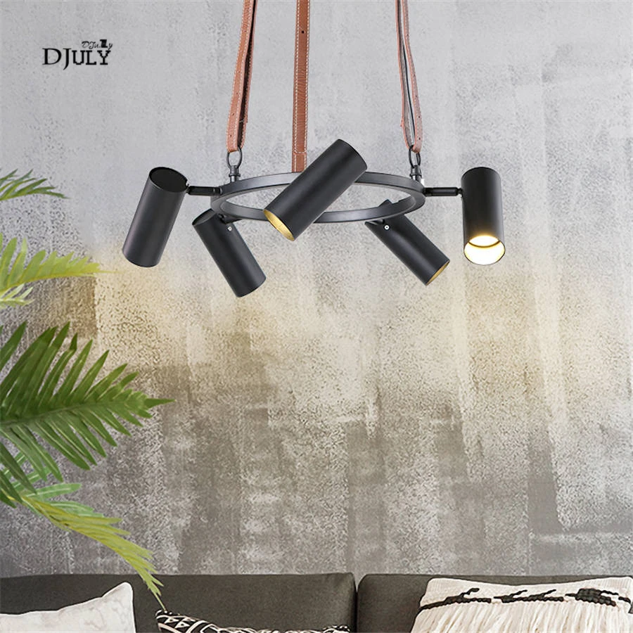 Фото nordic modern rotation Leather suspender pendant lights for living room kitchen home deco hang lamp loft led spot light fixtures | Лампы и