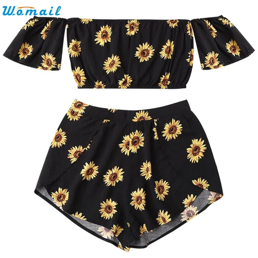 Two Piece Set Women Off Shoulder Sunflower Printed Beachwear Crop Tops For Daily Sexy Summer Swimwear C30719
Two Piece Set Women Off Shoulder Sunflower Printed Beachwear Crop Tops For Daily Sexy Summer Swimwear C30719