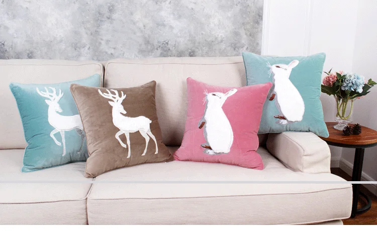 INS Nordic delicate flocked embroidered plush cushion cover 45*45cm deer rabbit solid pillow cover home office car pillowcase
INS Nordic delicate flocked embroidered plush cushion cover 45*45cm deer rabbit solid pillow cover home office car pillowcase
