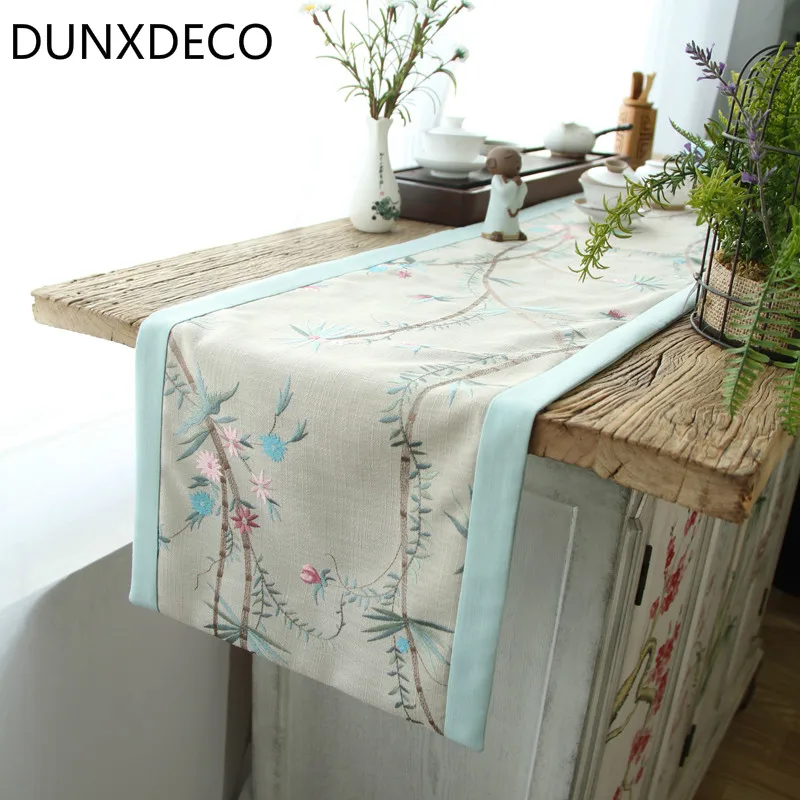 DUNXDECO Table Runner Linen Cotton Garden Cirrus Flora Embroidery Romantic Tablecloth Chinese Style Tea Culture Fabric Decor
DUNXDECO Table Runner Linen Cotton Garden Cirrus Flora Embroidery Romantic Tablecloth Chinese Style Tea Culture Fabric Decor
