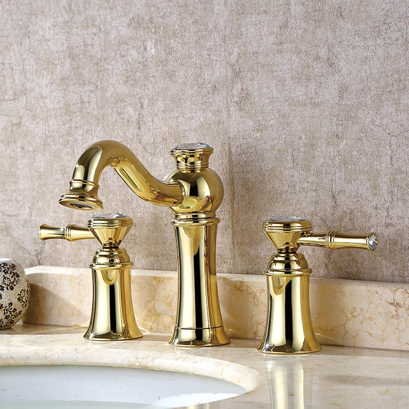 three holes basin faucet can be customized all copper gold scale wholesale hot and cold water tap
three holes basin faucet can be customized all copper gold scale wholesale hot and cold water tap
