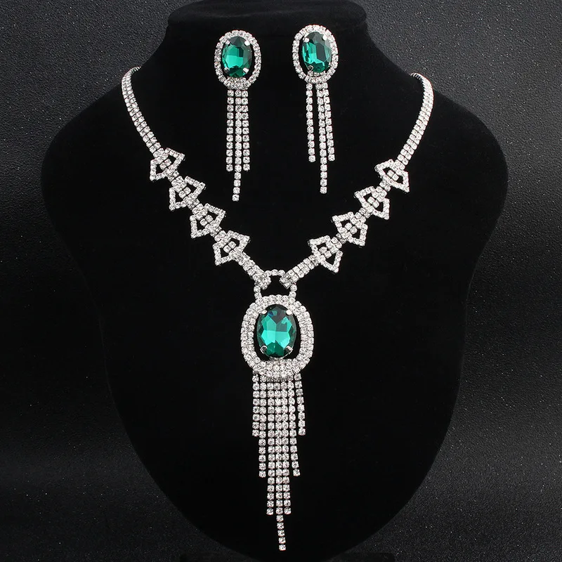 Dubai Classic Jewelry Set Charm Bridal Party Pendant Green Crystal Necklace Earrings Green Wedding Jewelry Sets for Bride
Dubai Classic Jewelry Set Charm Bridal Party Pendant Green Crystal Necklace Earrings Green Wedding Jewelry Sets for Bride
