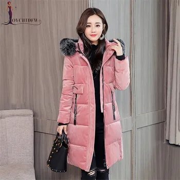 Winter Gold velvet Cotton Coat Jacket Female Long parkas 2018 New Hooded Fox fur collar Outerwear Winter Woman Warm Coats NO615
Winter Gold velvet Cotton Coat Jacket Female Long parkas 2018 New Hooded Fox fur collar Outerwear Winter Woman Warm Coats NO615
