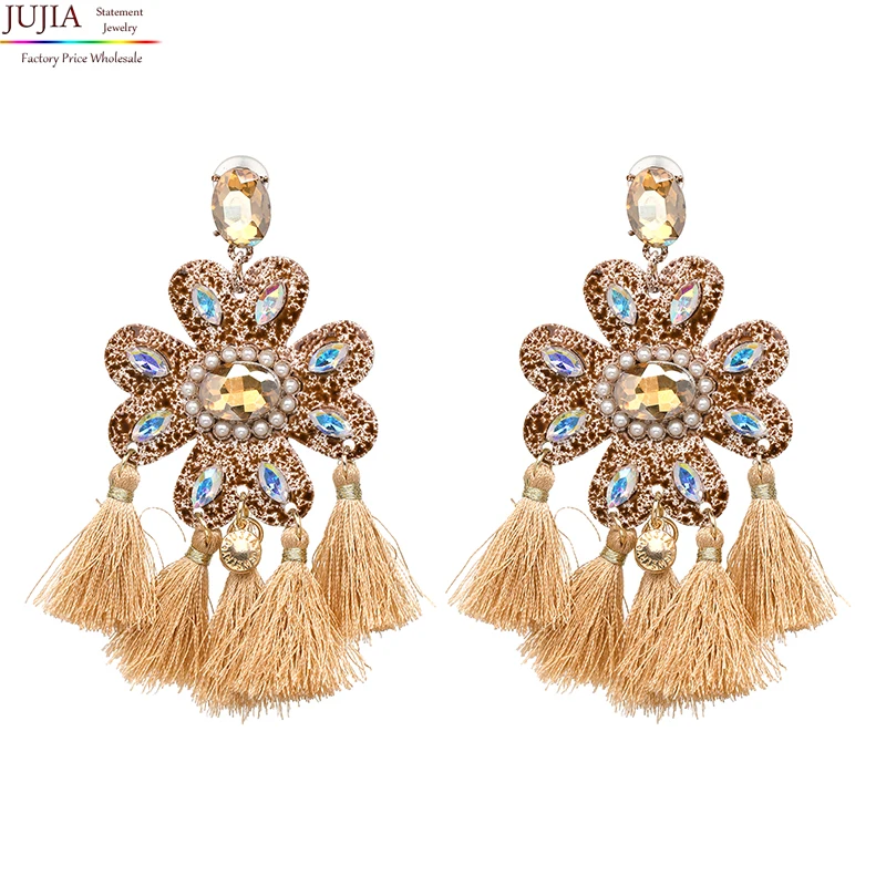 JUJIA 4 colors Bohemian Tassel Earrings Statement Jewelry Factory Wholesale crystal Fringing earrings
JUJIA 4 colors Bohemian Tassel Earrings Statement Jewelry Factory Wholesale crystal Fringing earrings