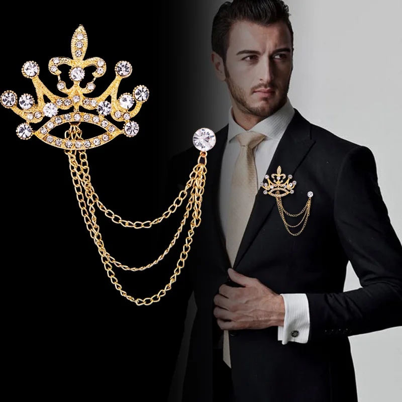 Korean New Rhinestone Crown Brooch Pins Zinc Alloy Tassels Pins Badge Fashion Jewelry for Men Brooches Shirt Collar Accessories
Korean New Rhinestone Crown Brooch Pins Zinc Alloy Tassels Pins Badge Fashion Jewelry for Men Brooches Shirt Collar Accessories