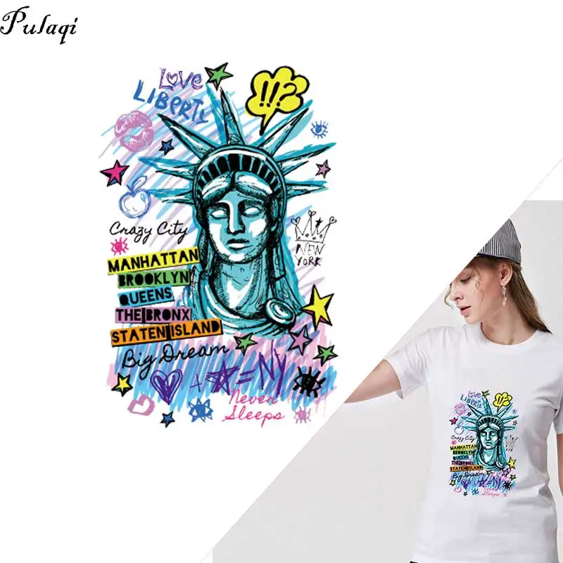Pulaqi New York Statue of Liberty Iron On Heat Transfers Patches For Clothing Ironing Stickers T-shirt Stripes On Clothes F
Pulaqi New York Statue of Liberty Iron On Heat Transfers Patches For Clothing Ironing Stickers T-shirt Stripes On Clothes F
