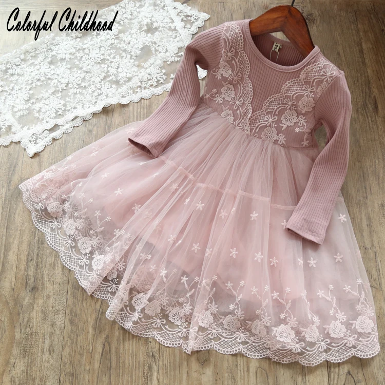 Little Girls Dress autumn long sleeve lace Princess cotton baby vestido Children Clothes 2-7Yrs Xmas gift | Детская одежда и обувь