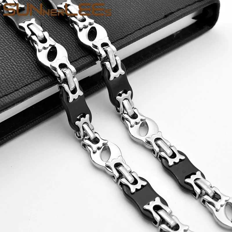 SUNNERLEES Fashion Jewelry Stainless Steel Necklace 12mm Silver Black Color Geometric Link Chain For Mens Womens SC84 N
SUNNERLEES Fashion Jewelry Stainless Steel Necklace 12mm Silver Black Color Geometric Link Chain For Mens Womens SC84 N