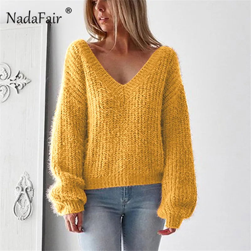 Nadafair winter backless sexy sweater women v neck long sleeve loose knitted pullovers autumn solid casual knitting jumpers tops
Nadafair winter backless sexy sweater women v neck long sleeve loose knitted pullovers autumn solid casual knitting jumpers tops