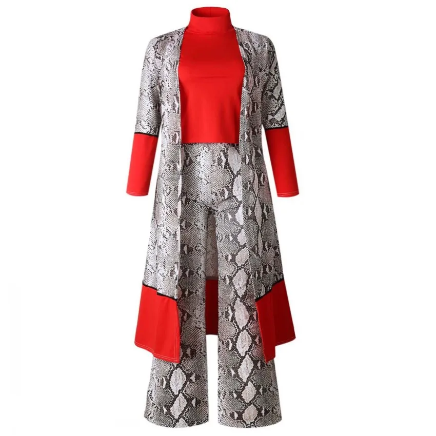 African Set For Women Snake Print 3 Pieces Sets Crop Top& Pants&Jacket Fashion Office Lady Elegant Patchwork Long Sleeves Casual
African Set For Women Snake Print 3 Pieces Sets Crop Top& Pants&Jacket Fashion Office Lady Elegant Patchwork Long Sleeves Casual