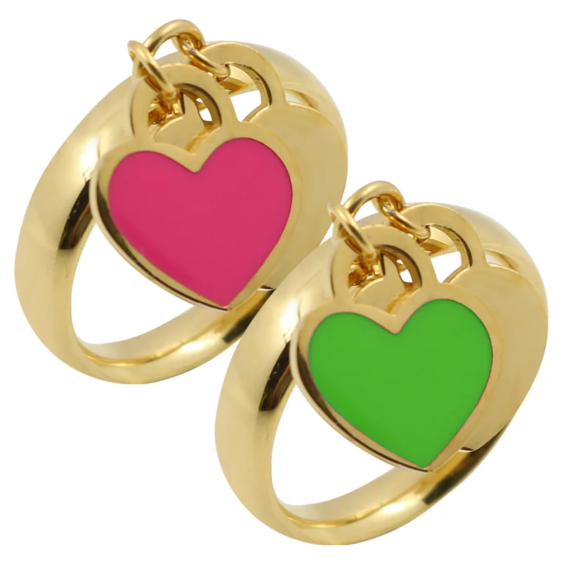Wholesale Fashion Luxury Famous Brand Love Ring New Female Rings Gold Double Peach Heart For Women Anillo Fine Jewelry | Украшения и