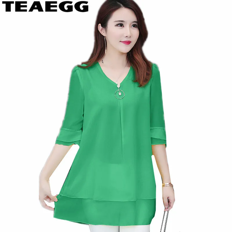 TEAEGG Green Women Tops Chiffon Shirt Plus Size 4XL 5XL Summer Top V-neck Ladies Tops And Blouses 2019 Blouses Blusa MujerAL1207
TEAEGG Green Women Tops Chiffon Shirt Plus Size 4XL 5XL Summer Top V-neck Ladies Tops And Blouses 2019 Blouses Blusa MujerAL1207